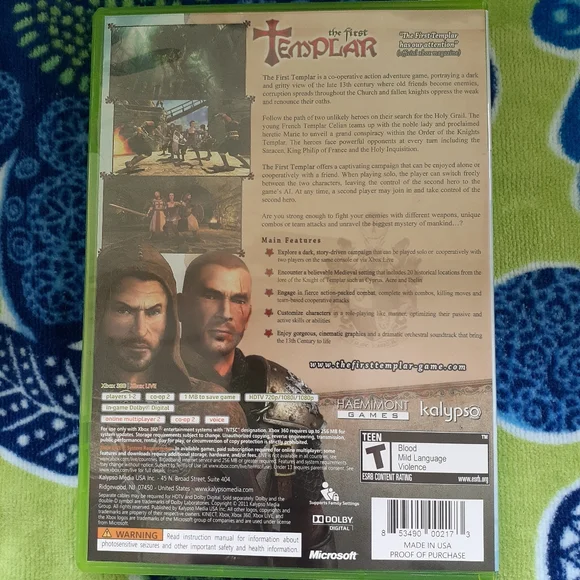 Xbox 360 The First Templar Brand New Sealed Case - Picture 3 of 4